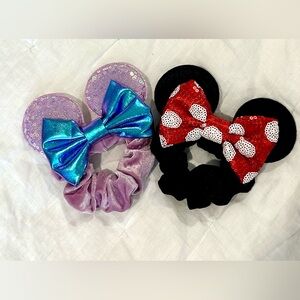 Minnie Mouse Ears Hair Scrunchies with Bows